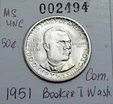 1951 MS UNC Booker T.Washington Commemorative Silver Half Dollar Key Date Coin ! | eBay