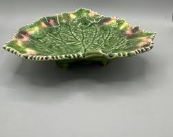 Vintage BORDALLO PINHEIRO - Autumn Green Leaf Dish - 7.5 X7 ...