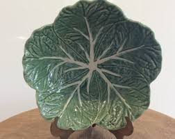 Bordallo Pinheiro Ceramic Cabbage Leaf Serving Bowl 11 1/2 ...