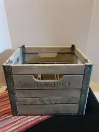VINTAGE WOOD/METAL MILK CRATE C-O-W 1964 ...