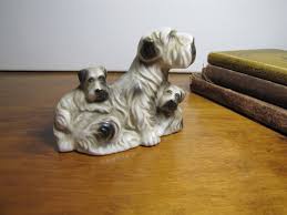 Vintage Porcelain Dog Figurine - Terrier - Mother and Two ...