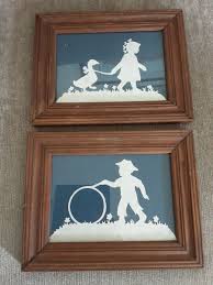 2 Vintage 1992 Paper Cut Framed Prints Girl & Boy ...