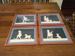 SET (4) Framed & Matted w Glass Scherenschnitte Paper Cut ...