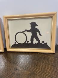 Set of Two Scherenschnitte Pictures, Vintage Nursery Decor ...