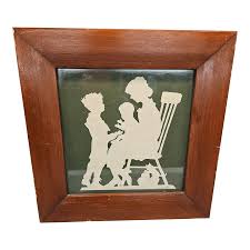 Vintage Paper Cutout Folk Art Family Scene, Signed | Chairish