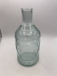 Blue Tint Glass Bottle Snow Flakes Pattern Pre Owned | eBay