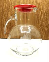 Vtg Bormioli Rocco Kufra Jug Pitcher Red Lid W/ Ice Chamber ...