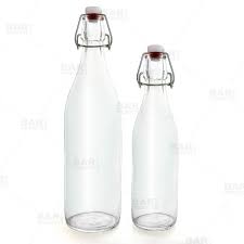 Swing Top Glass Bottle - Clear Round - 1 Liter or 17 ounce ...