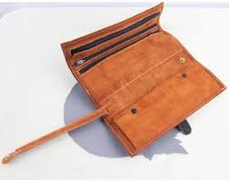 Buy Carmel Brown Suede Leather Vintage Noymer Checking Book Long Wallet With Zippered Pockets in Original Box Online in India - Etsy