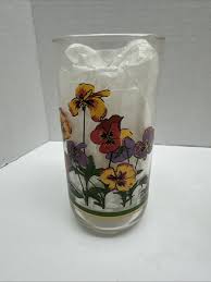Set Of 4 Vintage Libbey Tumblers Glasses Pansy Floral 5.25 ...