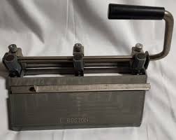 Vintage BOSTON 3 Hole Punch STD Heavy Duty Metal Office ...