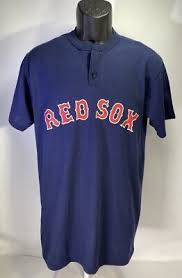 Vtg Boston Red Sox 2-Button Mens T-shirt, Authentic MLB Majestic, Blue, Size M, | eBay