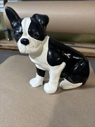 Cast Iron Boston Terrier French Bulldog Dog Door Stop Black & White | eBay UK