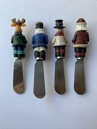 Joie De Vivre Christmas Knife Cheese Spreaders Set Of 4 Santa | eBay