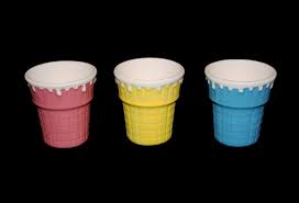 3 Colorful Blue Yellow Rose-Pink BOYDS Ceramic Ice Cream ...
