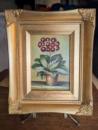 Robert Grace Cineraria Flower Oil Painting Ornate Gold ...