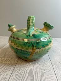 Botijo Water Cooling Container Spain Traditional Clay Pottery Blues and Greens | eBay