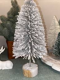 Bottle Brush Tree White Snow Flocked 12" Christmas Village ...