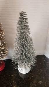 3 Christmas Village Tree Set Bottle Brush Wood Bases 10" 12 ...