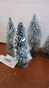 Holiday Time~6 SNOWY BOTTLEBRUSH CHRISTMAS VILLAGE 4" PINE ...