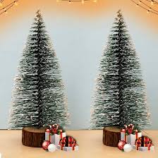 Buy Puremazing Christmas Tree with Snow | Tree with Wooden Base | Frosted Pine Tree | 15 cm Long, 2 Trees | Xmas Tree for Home Decor, Corporate Gifting & Christmas Online