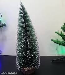 CraftVatika Artificial Mini Christmas 12.8 Inches Tree Miniature Table Decor Tree with Wooden Base - Christmas Xmas Tree for Home Office Living Room Decor - Christmas Decoration (Set of 1)