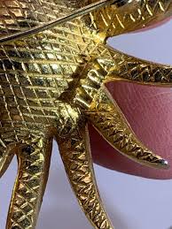 Flower Echinacea Pearl Center TARA Vintage Gold Brooch Pin M ...