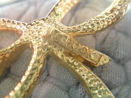 Signed J G Hook Goldtone Bow Pin Black Lacquer and CZ detail ...