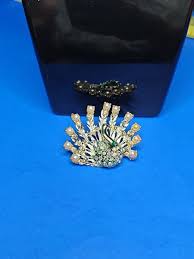Vintage Peacock Pin Brooch Pearl's/rhinestones Gold/silver ...