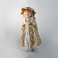 Collectible Porcelain Doll, Prairie Floral Dress, Blonde ...