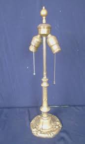 ANTIQUE ART NOUVEAU CAST IRON LAMP~DOUBLE PULL CHAIN SOCKETS ...