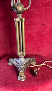 Antique Mutual Sunset Lamp Co Art Deco Brass 3 Socket Table ...