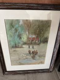 Original Signed BUFFINGTON Western Cowboys Horses Landscape Pastel painting | eBay