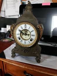 ANTIQUE rare ANSONIA MANTEL "Calias" CAST IRON MANTEL CLOCK ...