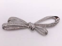 Vintage Signed Francesca Visconti Silver-tone Bow Brooch Pin With Clear Rhinestones - Etsy