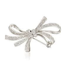 Ross-Simons 0.10 ct. t.w. Diamond Ribbon Pin in Sterling Silver : Target