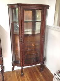 Tiger Oak Bow Front Curio China Cabinet Case North Wind Mask Lion Caster Feet Circa 1900 - Etsy