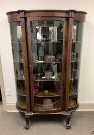 Sold at Auction: Antique Civil War Hardwood Display Cabinet w/ Curved Glass