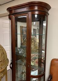 Sold at Auction: Curved Glass Hardwood Display / Curio ...