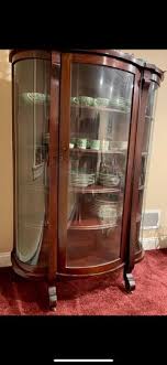 Antique American Empire Mahogany Bow Front Curio China ...