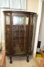VINTAGE ~ OAK CHINA CABINET ~ BEAR CLAW FEET ~ ORIGINAL GLASS ~ 1850 - 1899 | eBay