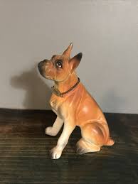 Boxer Dog Figurine With Collar Ceramic Vintage 4.5 Inches ...