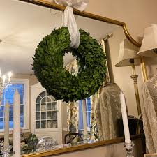 Boxwood Wreath, Preserved Boxwood Wreath With Bow, Spring ...