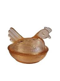 Vtg Pink Depression Glass Hen on Nest Candy Trinket Dish4x4.5Easter Spring Decor | eBay