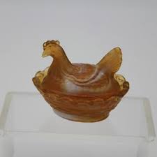 Boyd Glass Butterscotch Honey or Caramel Slag Hen on Nest Covered Salt Cellar Dip 2 1/2" - Etsy Australia