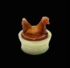 Vintage EE Ed Bowman Tiny Miniature Glass Hen on Nest. "mixed Marriage" Chocolate and Lite Slag. - Etsy