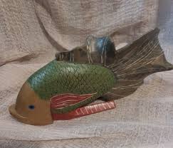 Hand Carved Painted Exotic Fish 10" Signed USA | eBay