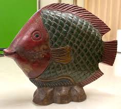 Vintage Wood Carving Handcrafted Tropical fish Decoration ...