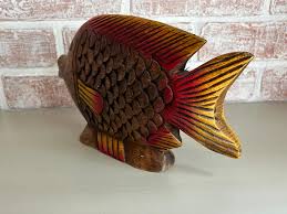 Vintage, Circa 1970s, Hand Carved Painted Wood Fish Figurine ...