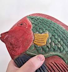 Vintage Fish Wooden Figure Ceramic Fish Retro Décor Décor ...